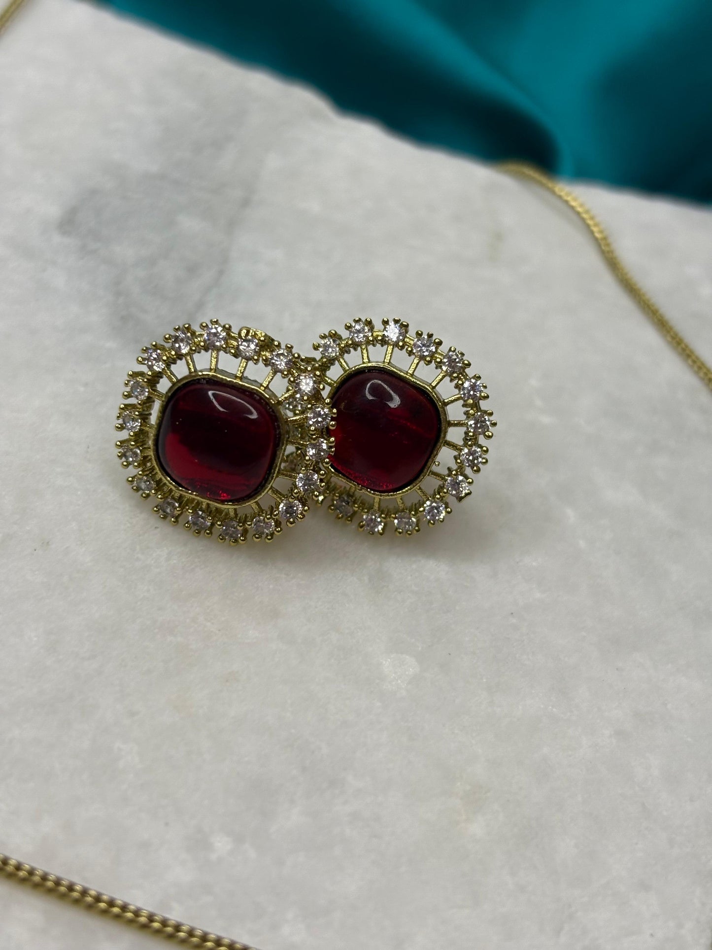 Mehroon Kundan Necklace Set with Earrings | Festive Jewellery