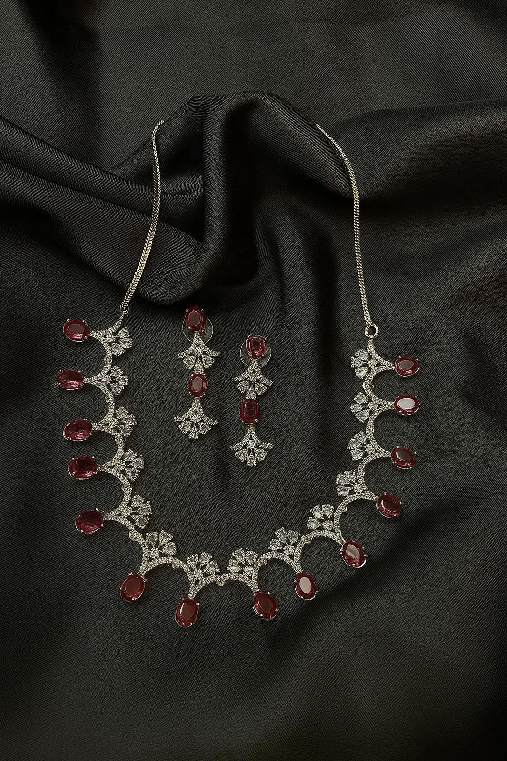 Whispers of Ruby Diamond Set with Earrings