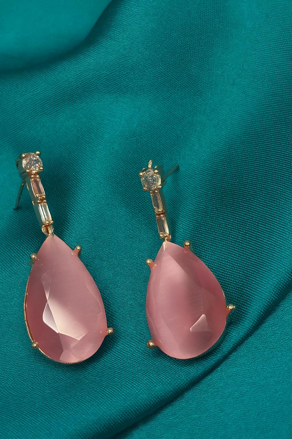 Pink Blush Diamond Necklace Set with Earrings