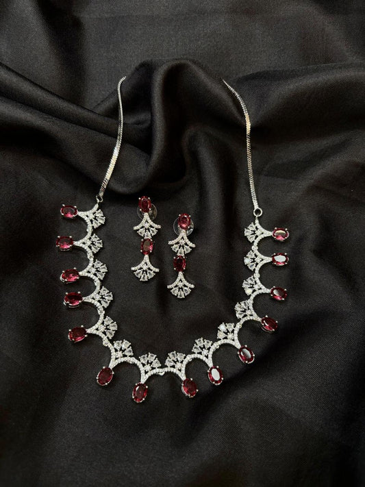 Whispers of Ruby Diamond Set with Earrings