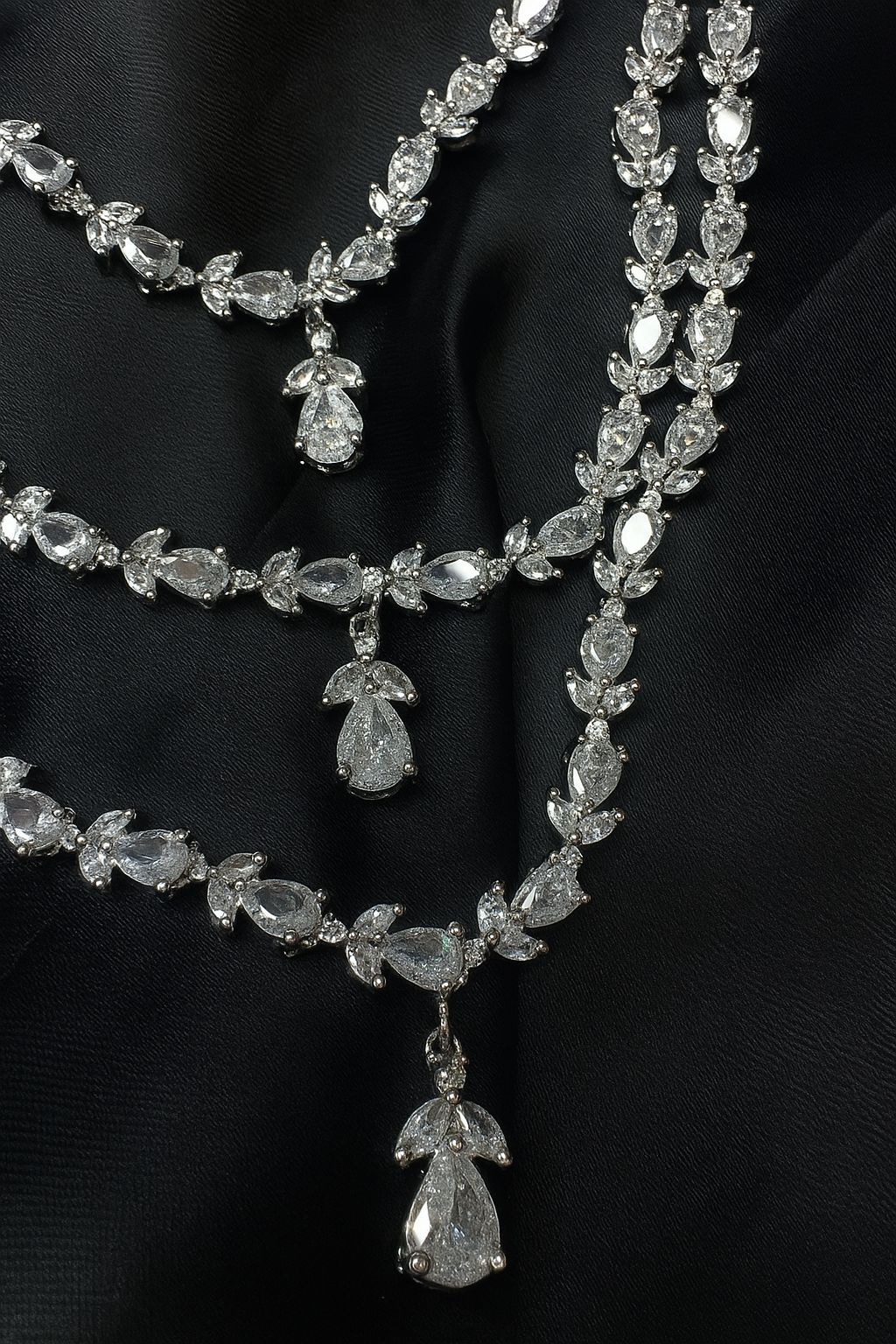 Diamond Veil Necklace Set with Earrings | Statement Bridal Jewellery