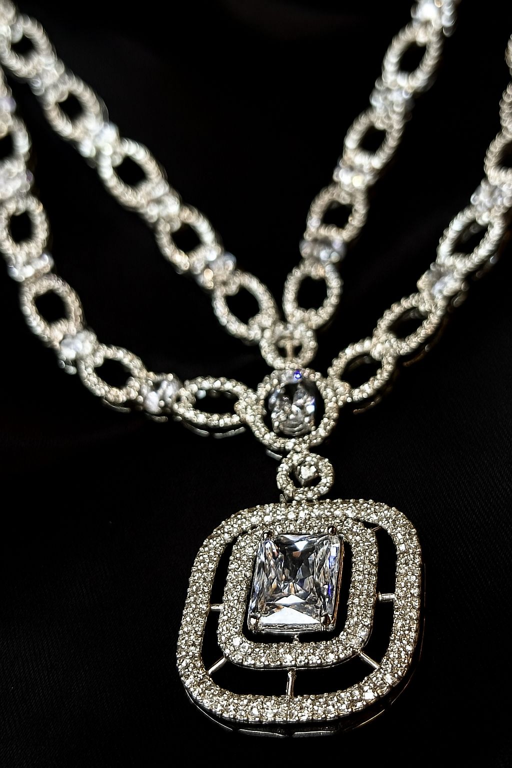 Diamond Diva Necklace Set with Earrings | Statement Bridal Jewellery