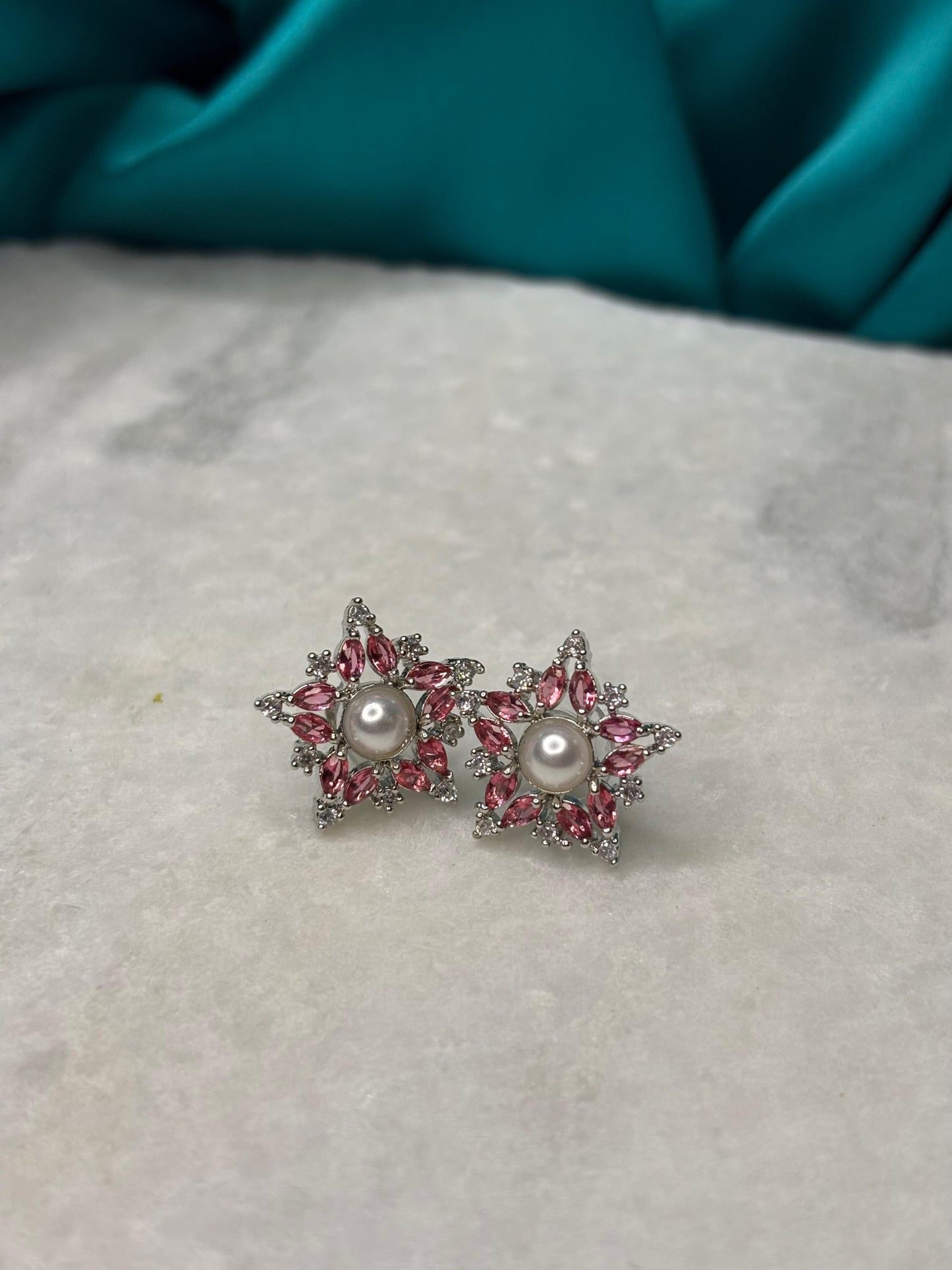 Snow Flake Studs Earrings | Elegant Artificial Diamond Studs