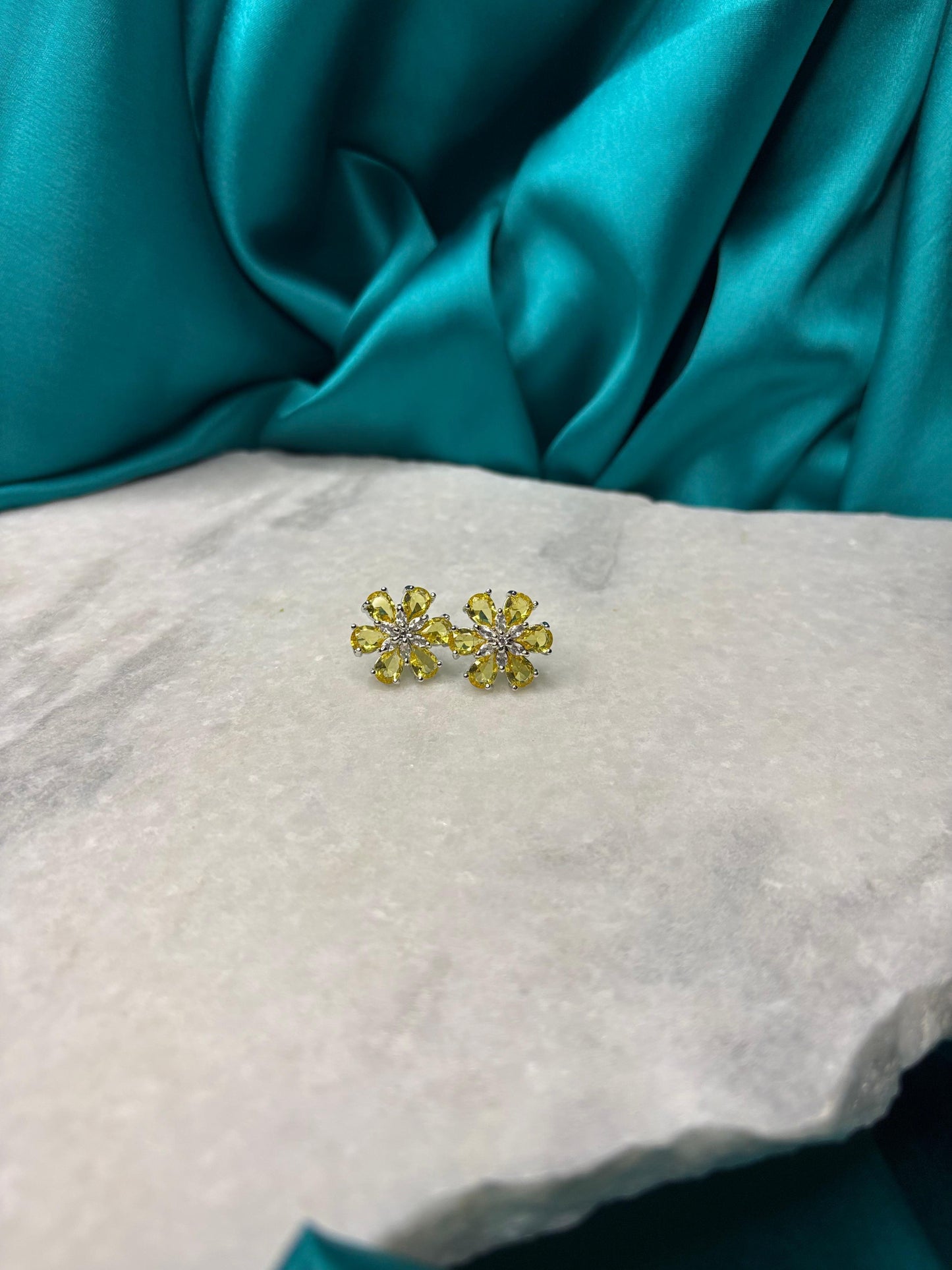 Petal Spark Stud Earrings | Elegant Floral Artificial Diamond Studs