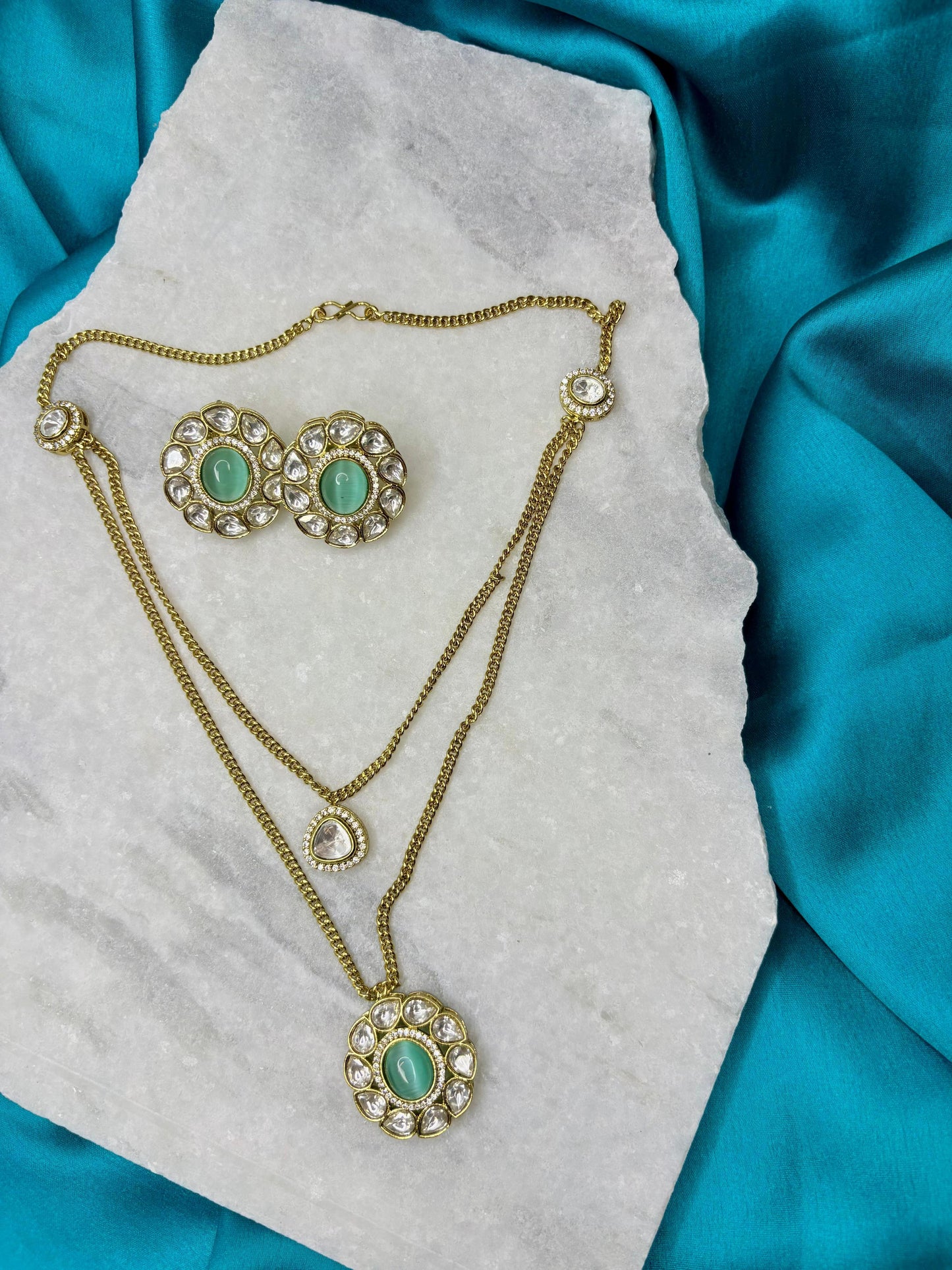 The Royal Fern Kundan Necklace Set with Earrings | Traditional Jewellery