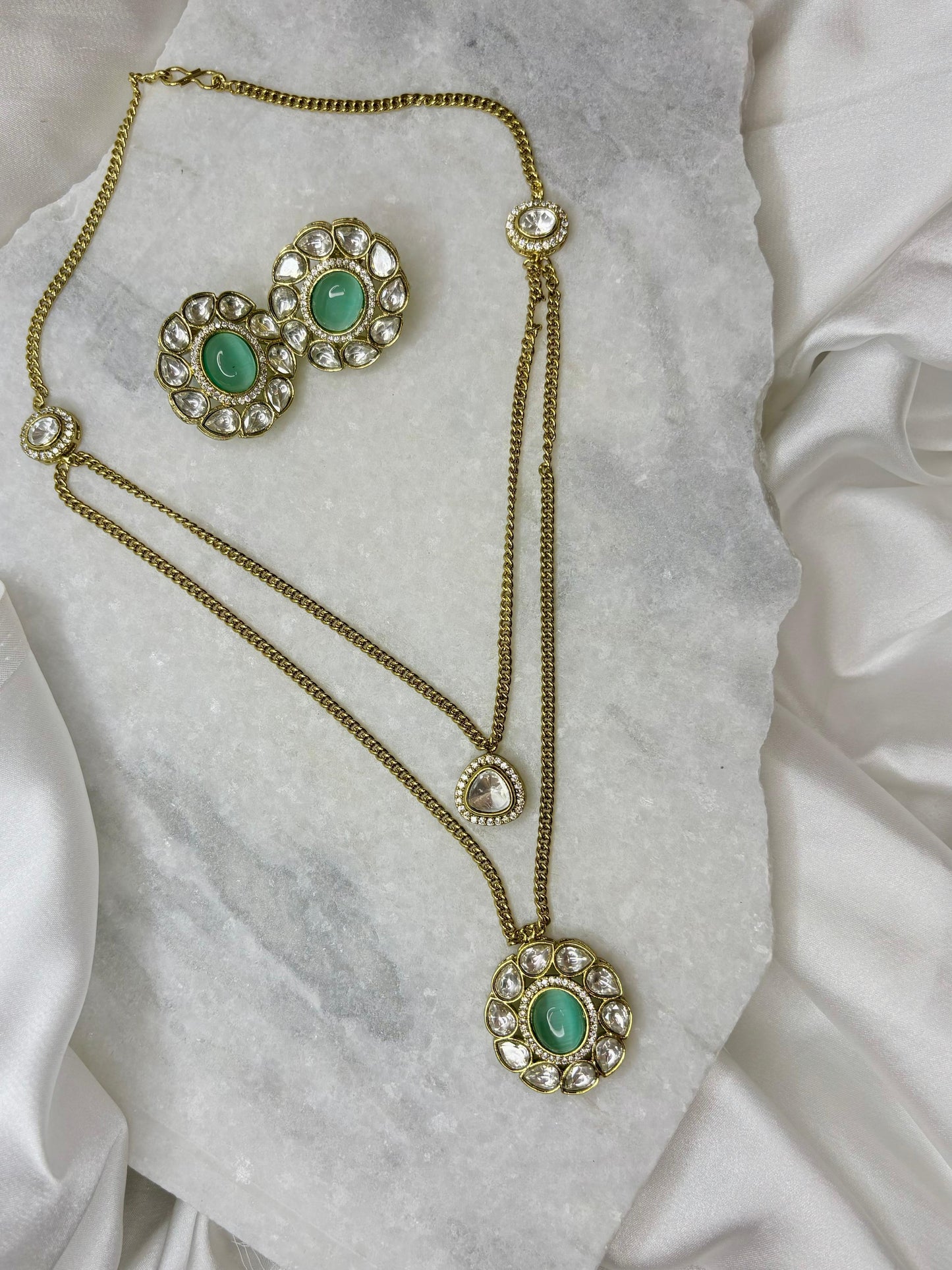 The Royal Fern Kundan Necklace Set with Earrings | Traditional Jewellery