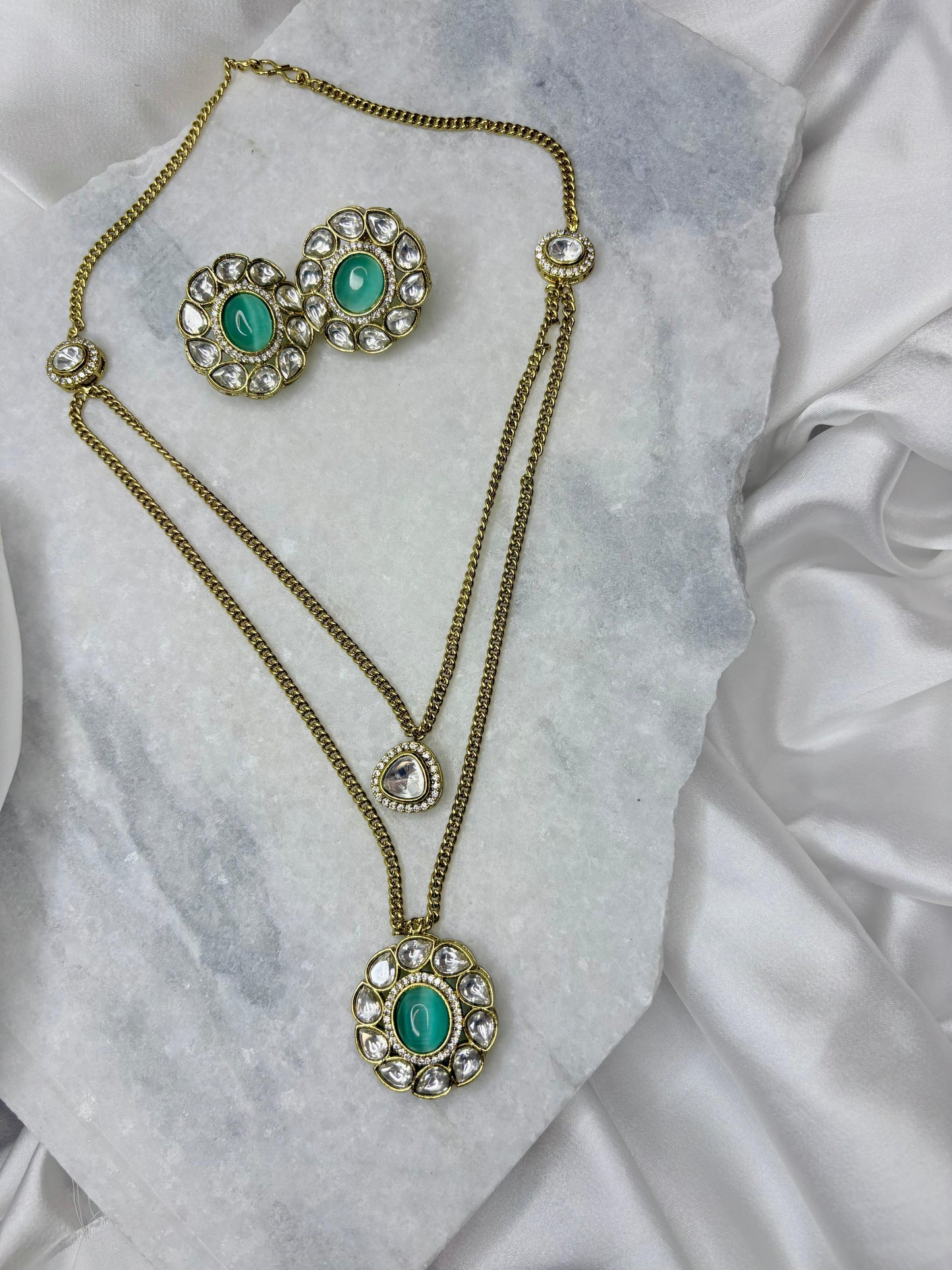 The Royal Fern Kundan Necklace Set with Earrings | Traditional Jewellery