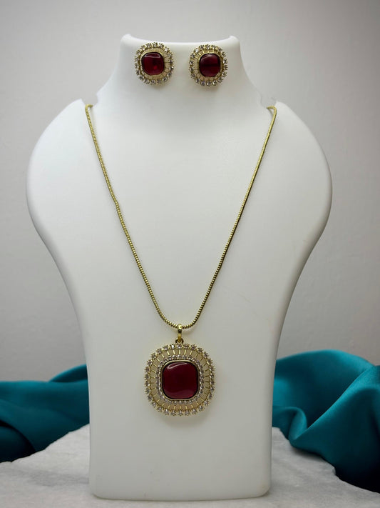 Mehroon Kundan Necklace Set with Earrings | Festive Jewellery