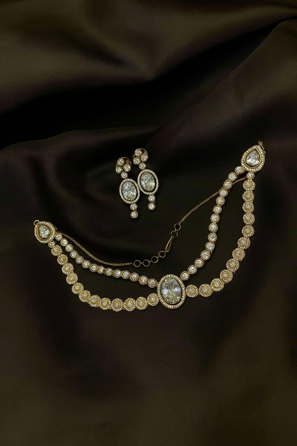 Golden Heirloom Diamond Necklace Set with Earrings