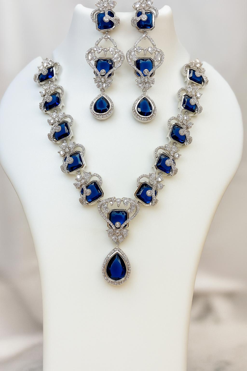 Celeste Royale Diamond Necklace Set with Earrings | Premium Artificial Jewellery for Brides & Festive Glam