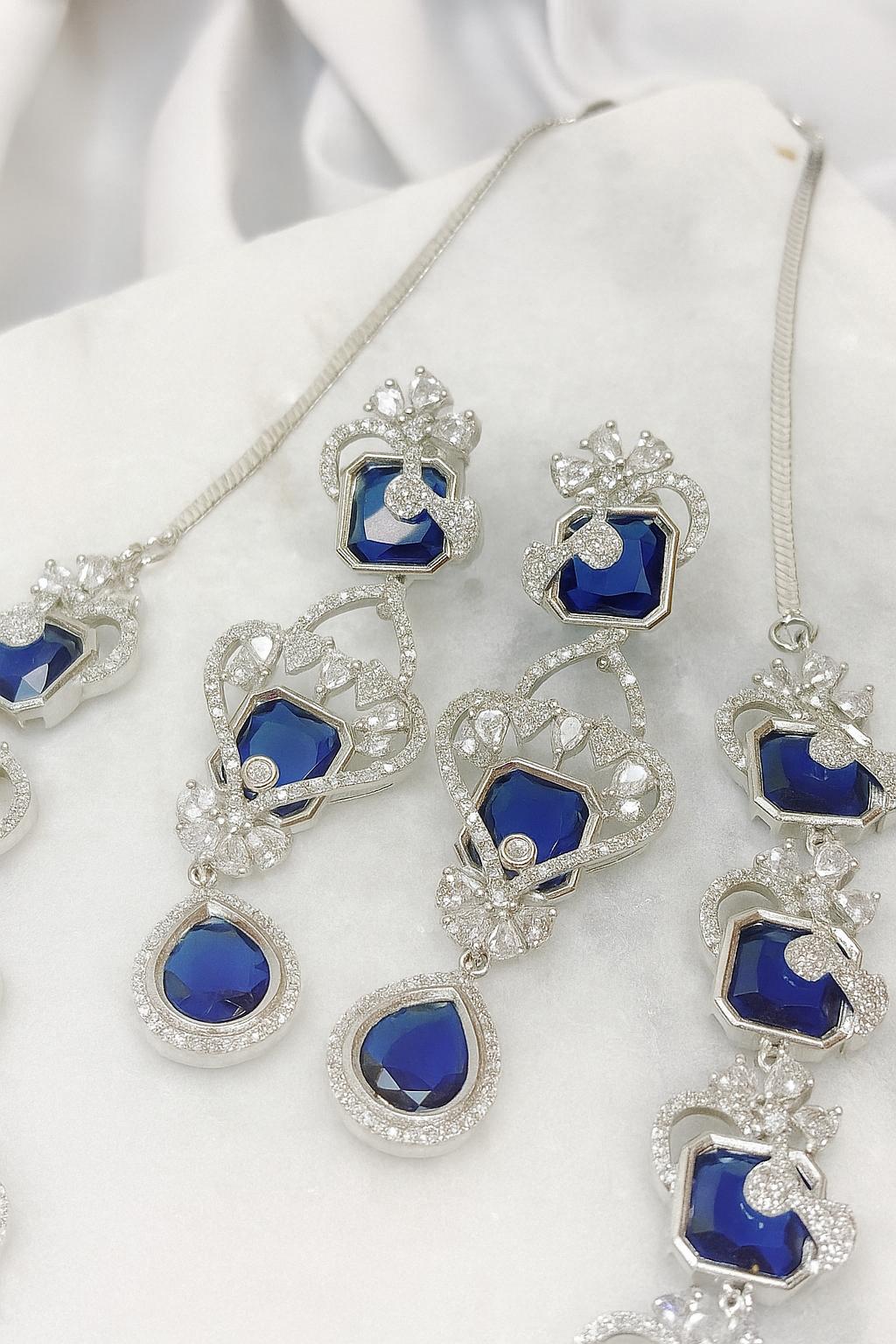 Celeste Royale Diamond Necklace Set with Earrings | Premium Artificial Jewellery for Brides & Festive Glam