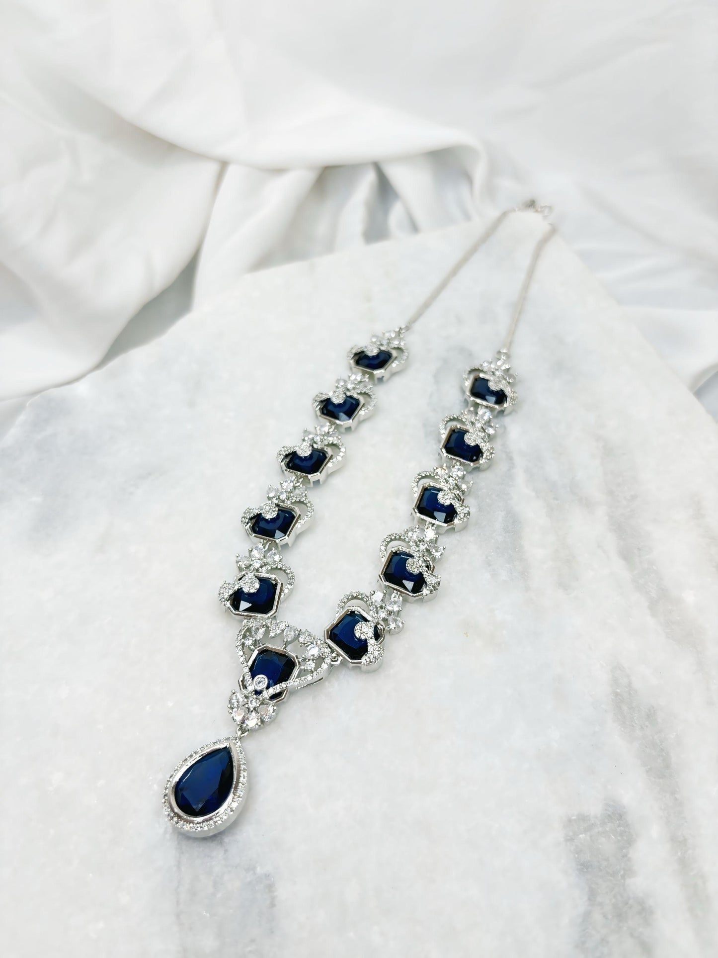 Celeste Royale Diamond Necklace Set with Earrings | Premium Artificial Jewellery for Brides & Festive Glam