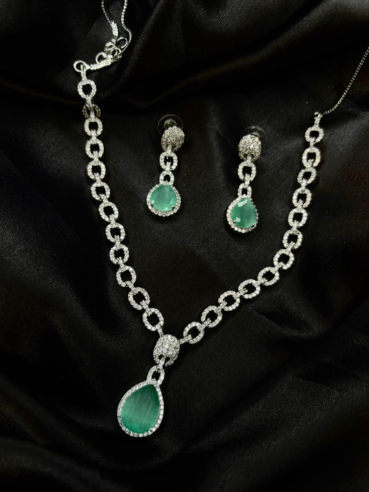 Verdant Charm Diamond Necklace Set with Earrings |